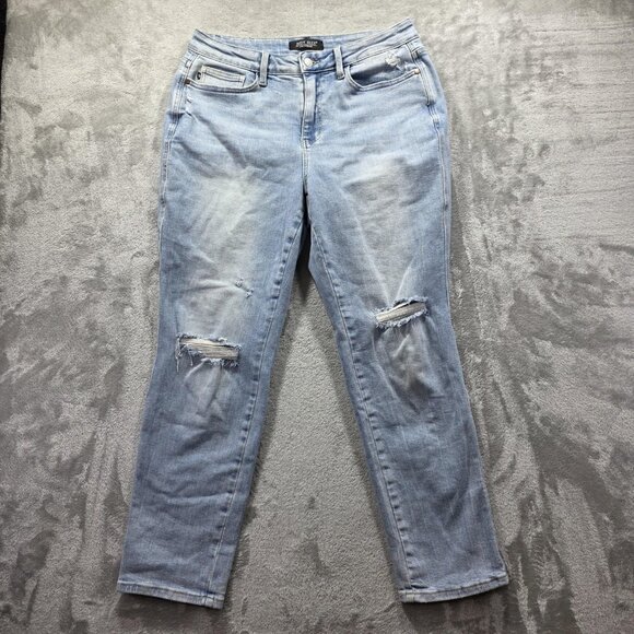 Judy Blue Jeans Womens 14W Light Wash Distressed Star Pocket Stretch JB88723 LT - Picture 1 of 10